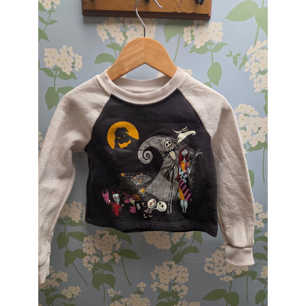 Disney Nightmare Before Christmas Kids Sweatshirt XS 4-5 Jack Sally Raglan